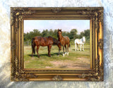 Fine Oleograph on Canvas of 3 Horses in a Landscape