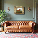 Excellent Oleograph on Canvas - Portrait of a Chestnut Stallion in a Landscape