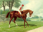 Fine Oleograph on Canvas of the Racehorse "Sir Francis" with William Doggett Up