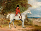 Fine Oleograph on Canvas of a Huntsman on a Grey Hunter aft. W.Barraud