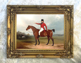 Fine Oleograph on Canvas of a Huntsman on a Bay Hunter aft. W.Barraud
