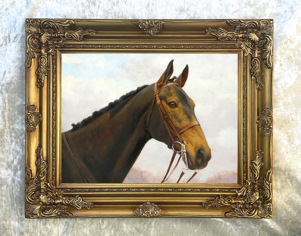 Fine Oleograph on Canvas - Portrait of a Racehorse