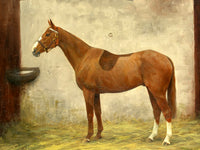 Fine Oleograph on Canvas - Portrait of a Chestnut Hunter in a Stable