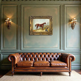 Fine Oleograph on Canvas of a Chestnut Racehorse in a Stable after Harry Hall