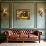 Fine Oleograph on Canvas of a Shire Horse in a Stable aft. Julius Von Blaas