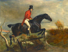 Fine Oleograph on Canvas of a Huntsman Taking a Fence