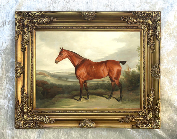Fine Oleograph on Canvas -Portrait of a Chestnut Hunter aft. David Dalby of York