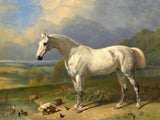 Fine Oleograph on Canvas - Grey Hunter by a Pond aft. J.Herring