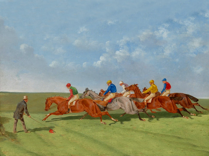 Fine Oleograph on Canvas of a Steeple chase Scene - 