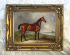 Fine Lithograph on Stretched Canvas of a Bay Hunter in an Extensive Landscape