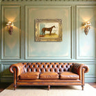 Oleograph on Canvas of The Racehorse "Cossack" in a Stable after Harry Hall