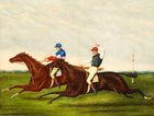 Oleograph on Canvas of Racehorses "A Close Finish"
