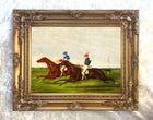 Oleograph on Canvas of Racehorses "A Close Finish"