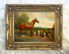 Fine Oleograph on Canvas of a Horse & Hounds