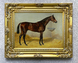 Oleograph on Canvas of a Horse in a Stable after Emil Adam.