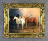 Oleograph on Canvas of 3 Horses in a Landscape