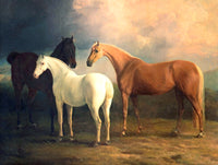 Oleograph on Canvas of 3 Horses in a Landscape