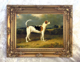 Gilt Framed Oleograph of a Hound in a Landscape
