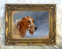 Fine Oleograph on Canvas - Portrait of a Hounds Head aft. J F Herring