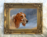 Fine Oleograph on Canvas - Portrait of a Hounds Head aft. J F Herring