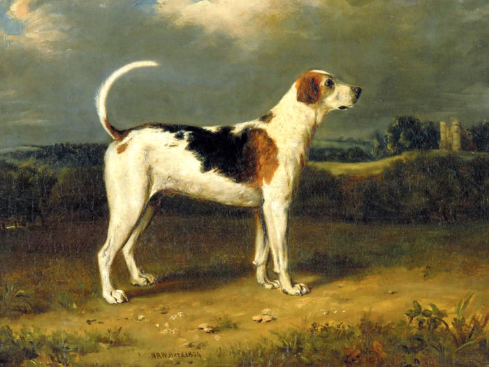 Gilt Framed Oleograph of a Hound in a Landscape