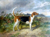 Gilt Framed Oleograph of the Foxhound "Gladson" in a Landscape