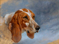 Fine Oleograph on Canvas - Portrait of a Hounds Head aft. J F Herring