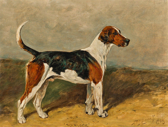 Beautiful Oleograph on Canvas - Portrait of a Foxhound