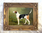Fine Oleograph on Canvas - Portrait of a Hound in a Stable Yard