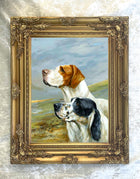 Fine Oleograph on Canvas -Portrait of a Setter & Pointer in a Landscape