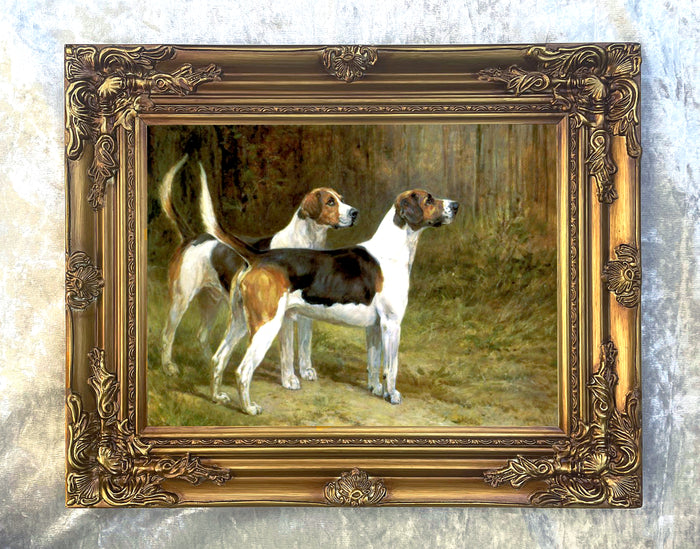 Gilt Framed Oleograph of a Pair of Foxhounds