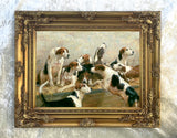 Fine Oleograph on Canvas of Foxhounds at Rest