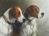 Framed Oleograph of a Pair of Foxhounds aft. Heywood Hardy