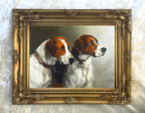 Framed Oleograph of a Pair of Foxhounds aft. Heywood Hardy