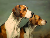 Fine Oleograph on Canvas - A Pair of Foxhounds