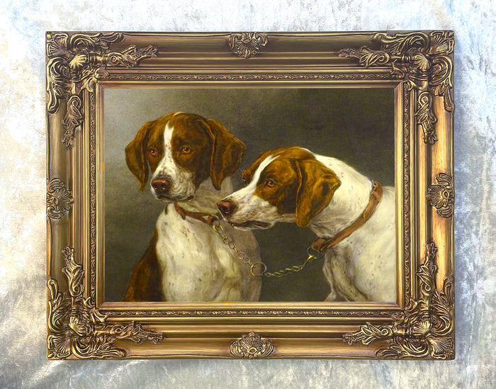 Fine Oleograph on Canvas - A Pair of Hounds 