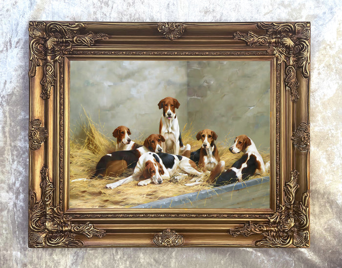 Gilt Framed Lithograph of a Hounds at Rest aft. Thomas Blinks