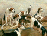 Fine Oleograph on Canvas of Foxhounds at Rest