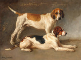 Fine Gilt Framed Oleograph of a Pair of  Resting Foxhounds