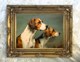 Fine Oleograph on Canvas - A Pair of Foxhounds