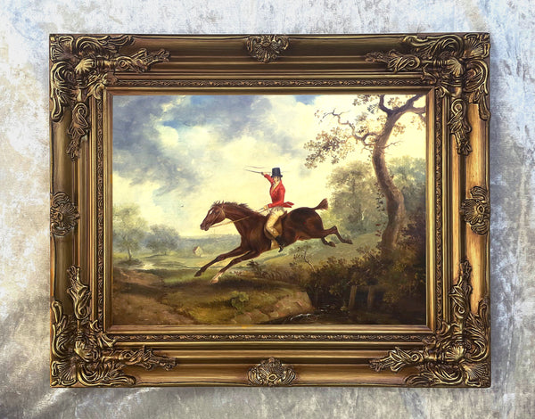 Fine Lithograph on Stretched Canvas of a Hunting Scene  - "Tally Ho" aft. Sartorius