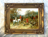 Fine Oleograph on Canvas of Huntsmen & Hounds in a Landscape
