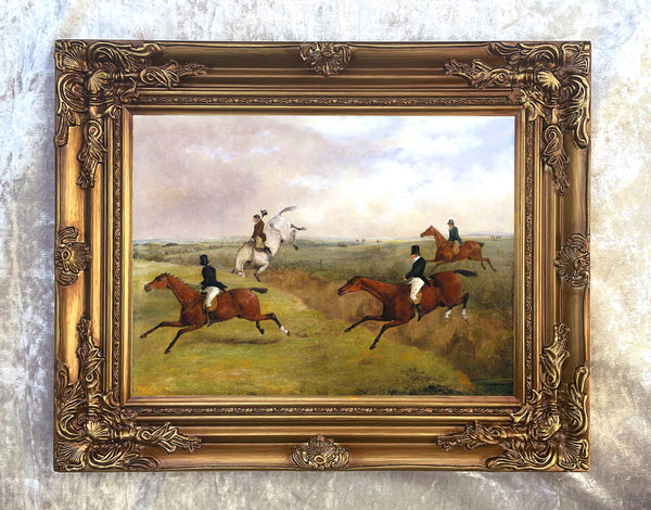Fine Oleograph on Canvas - The Grand Leicestershire Steeplechase