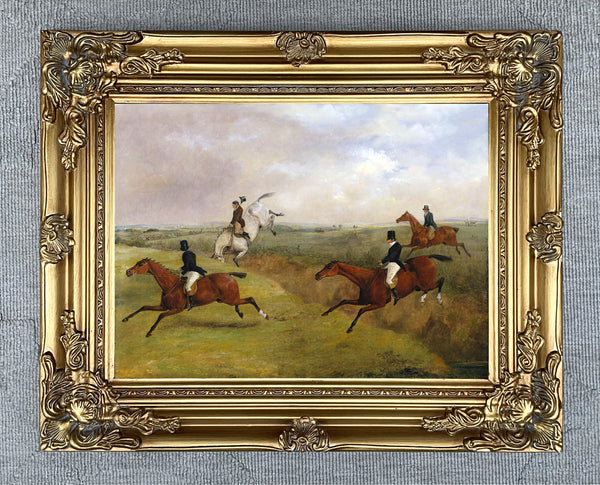 Fine Oleograph on Canvas - The Grand Leicestershire Steeplechase