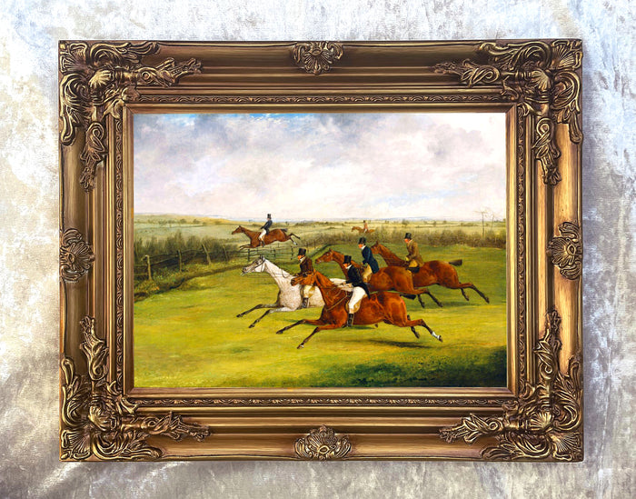 Superb Oleograph on Canvas - The Grand Leicestershire Steeplechase