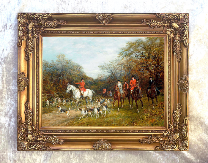 Oleograph on Canvas of a Huntsman & Hounds 