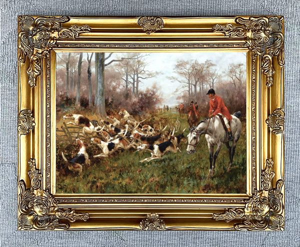 Oleograph on Canvas of a Hunting Scene - "The Chase"