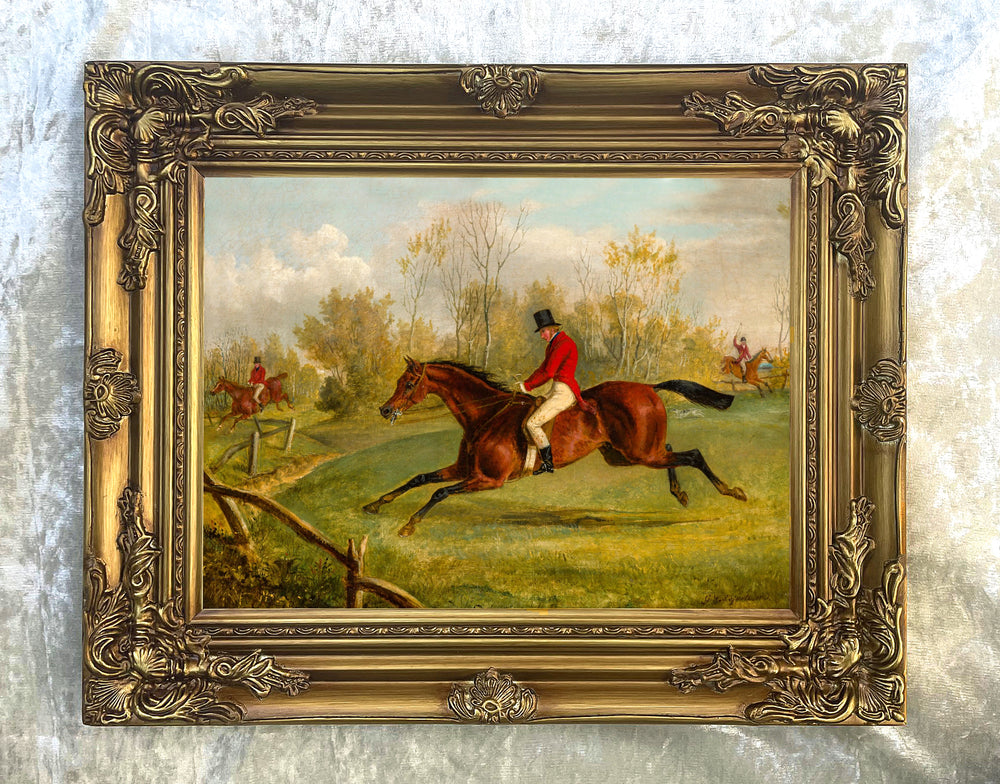 Fine Oleograph on Canvas - "Taking the Fence" aft. George Laporte