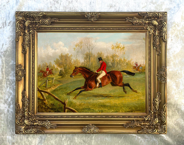 Fine Oleograph on Canvas - "Taking the Fence" aft. George Laporte