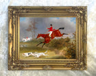Fine Framed Oleograph of Huntsmen & Hounds "The Chase"